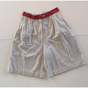 Women’s Vintage 80’s Anne Marie Size 10 Striped Cotton Shorts with Pockets